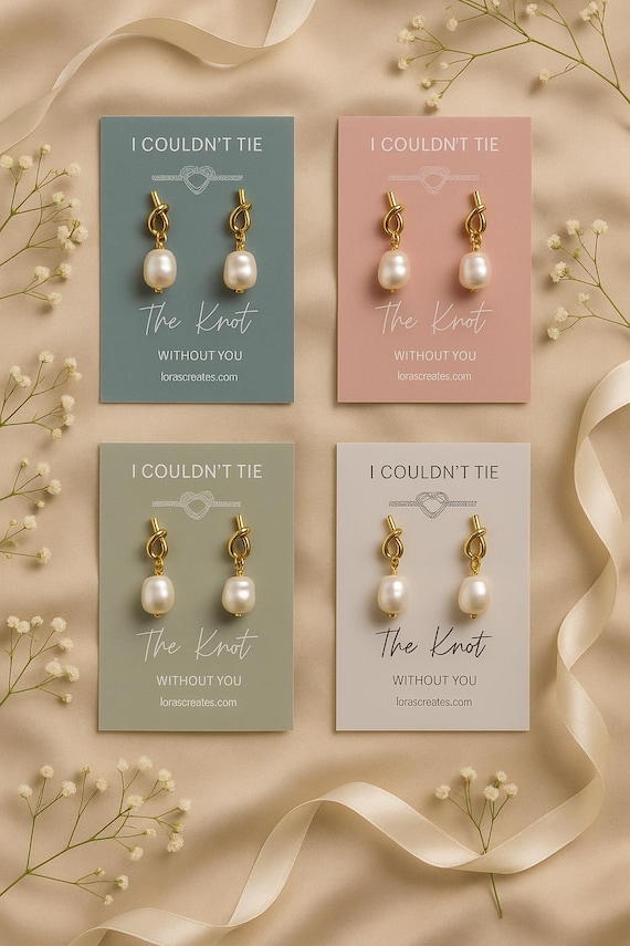 Pearl Knot Bridesmaid Earrings: Tie The Knot Wedding Jewelry, Dainty Bridal Accessory