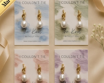 Gold Knot Pearl Drop Earrings: Elegant Wedding Jewelry, Modern Bridal Party Accessory Gift