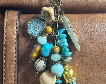 Vintage Beaded Purse Charm, Handbag Bling, Backpack Accessory