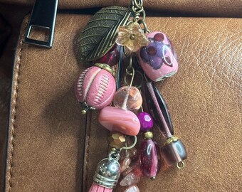 Vintage Beaded Purse Charm, Handbag Bling, Backpack Accessory