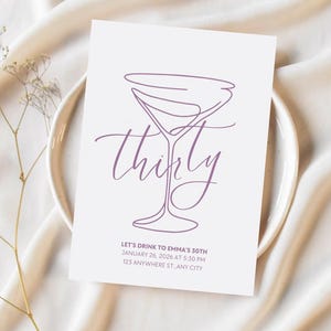 Elegante Geburtstagskarte - Stilvolles Martini-Design für den 30. Geburtstag | Sofortiger Digitaler Download - Canva-Vorlage