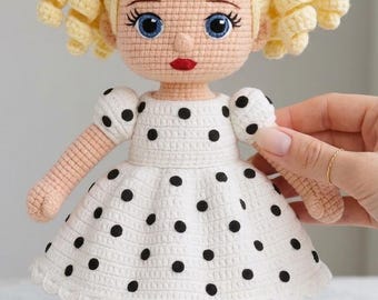 Polka Dot Darling Amigurumi Crochet Doll Pattern | Vintage Style Toy (PDF Download)