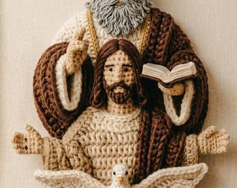 Padrão de crochê da Santíssima Trindade, painel de arte de parede cristã, crochê religioso sagrado (download em PDF)
