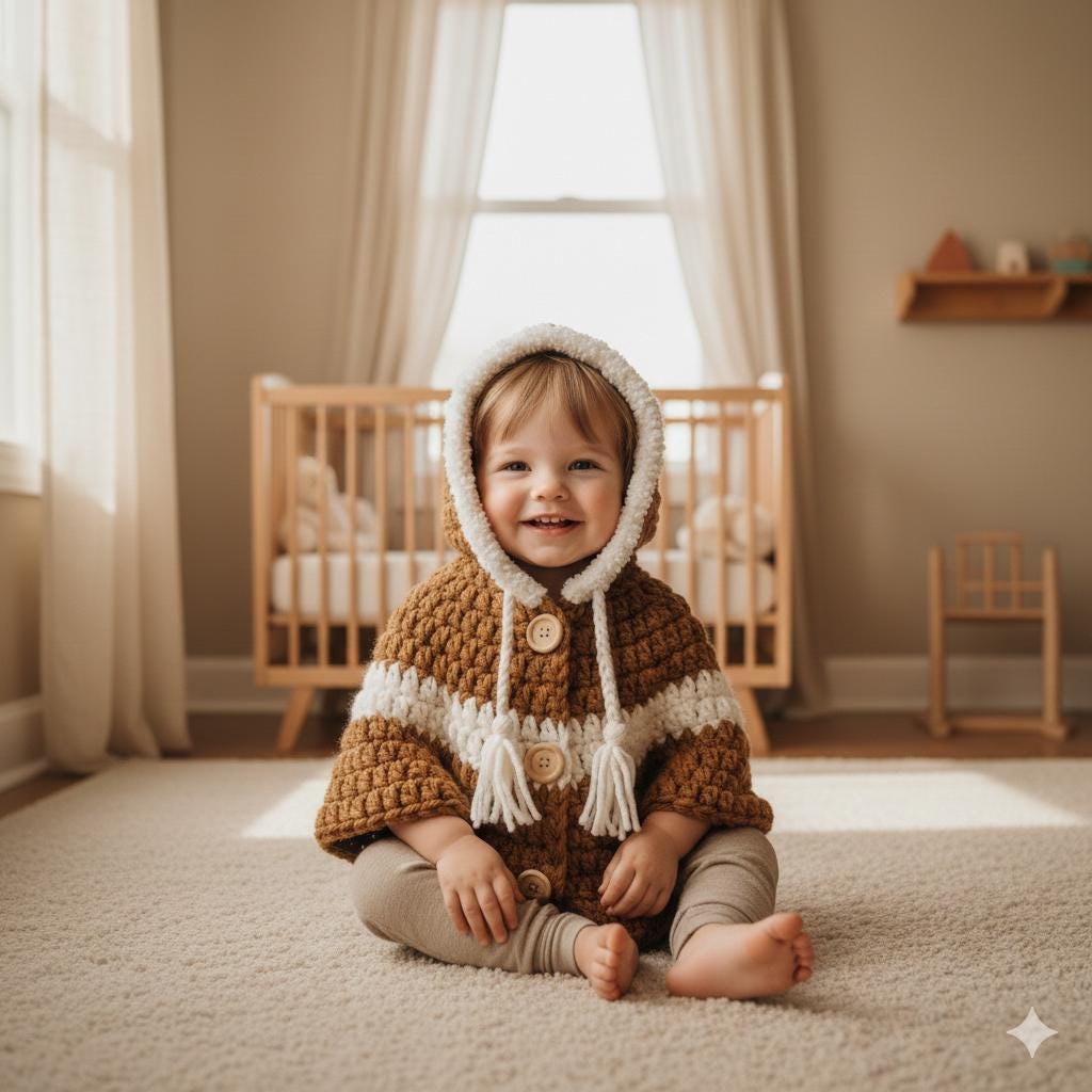24 Hooded Poncho Crochet Patterns for Cozy Layering, Kids’ Gifts, and Fantasy Makes 14 Woodland Snuggle Hooded Baby Poncho Crochet
