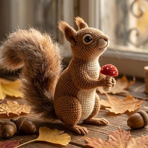 Modèle au crochet Amigurumi écureuil des bois (PDF), peluche animal de la forêt, décoration d'automne