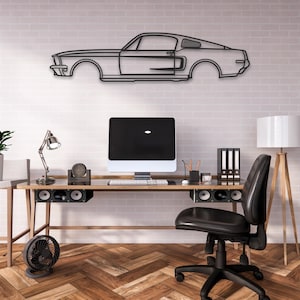Mustang Car Silhouette Metal Wall Decor | Car Line Art | Garage Wall Decor | Metal Wall Hangings | Car Lovers Gift | Car Accessories For Men
