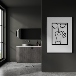 Funny Toilet Metal Wall Art | Minimalist Line Art Decor | Bathroom Door Sign | Metal Wall Hangings | Bathroom Wall Decor | Housewarming Gift