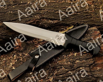 RE4 Leon Kennedy Custom Handmade D2 Steel Full Tang Movie Replica Bowie Knife With Leather Sheath
