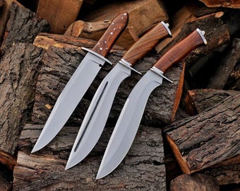 Hand Forged 1095 High Carbon Steel Bowie Knife Set with Leather Sheath