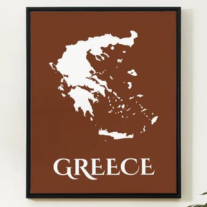 Griechenland Karte Print. Griechenland Wand Kunst Karte Print, minimalistisches Karten Design, Griechenland Prints, Griechenland Digital Print. Griechische Kunst. Griechische Landkarte Print.