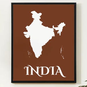 Impression de carte de l'Inde. Impression de carte d'art mural de l'Inde, conception de carte minimaliste, estampes de l'Inde, impressions numériques de l'Inde. Art indien. Impression de carte de l'Inde. Inde EN