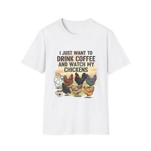Coffee Chickens T-Shirt, Funny Farm Animal Tee, Chicken Lover Gift, Relaxing Chickens Shirt, Coffee Lover Gift, Unisex Tee