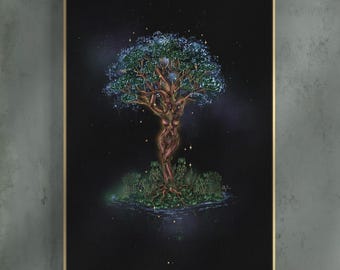 Arte mural de la Diosa del Árbol de la Vida, Ilustración espiritual, Divina Feminidad