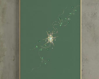 Arte mural de estrella espiritual, lámina de arte botánico mágico, ilustración de la naturaleza