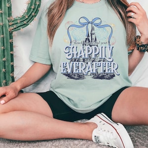 Reach Out And Find Your Happily Ever After Shirt, Comfort Colors Disney Theme Park Shirt, Disney Fireworks Shirt, Disney Coquette Bow Shirt