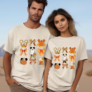 Comfort Colors® Disney Mickey Minnie Coquette Ghost Shirt, Fall Thanksgiving Tee, Mickey Minnie Couple T-shirt, Autumn Matching Disney Shirt