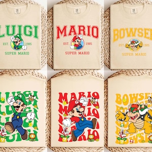 Super Mario Luigi Bowser Mario Comfort Colors Shirt