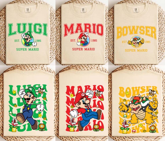 Super Mario Luigi Bowser Mario Comfort Colors Shirt