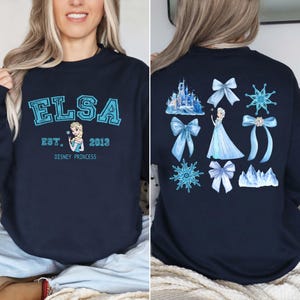 Disney Elsa Two Sided Bow Sweatshirt, Frozen Elsa Sweatshirt, Disney World Hoodie, Magic Kingdom Sweatshirt, Disney Girls Trip Sweatshirt