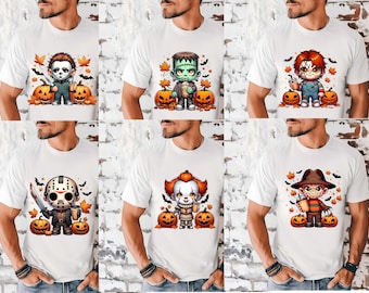 Comfort Colors® Horror Characters Group Shirt, Halloween Killers Matching Shirt, Cute Fall T-shirt, Horror Night Tee, Spooky Gift Shirt