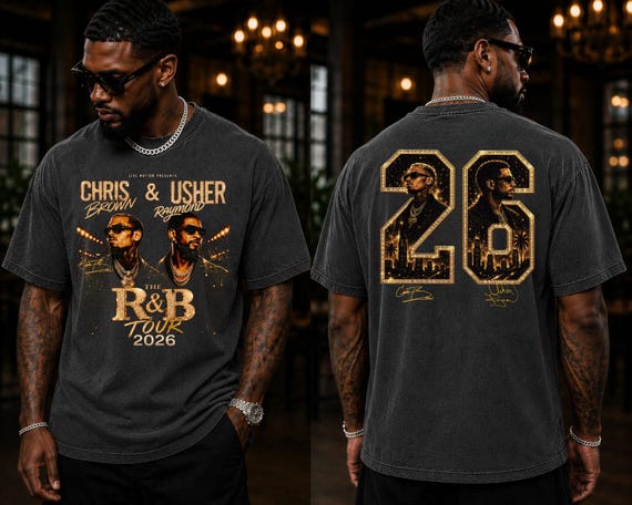 Chris Brown and Usher Shirt, R and B Tour, Concert Tee, Concert T Shirt, Raymond and Brown Tour