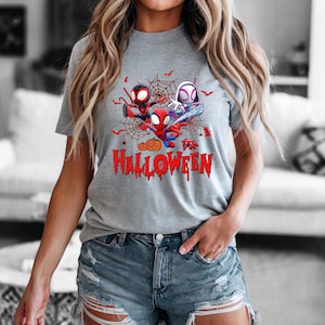 Spidey Halloween Shirt, Gwen Stacy Mile Molares Spiderman Fall Tee, Comfort Colors® Spidey and His Amazing Friends Halloween Shirt