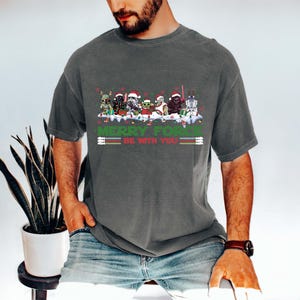 Comfort Colors® Merry Force Be With You Shirt, Star Wars Christmas Shirt, Disneyland Christmas Tee, Star Wars Xmas, Star Wars Holiday Tee