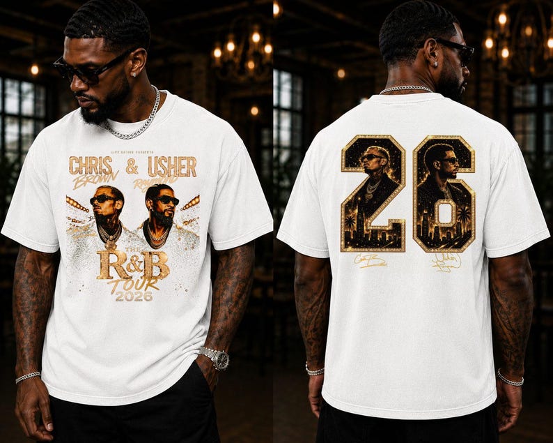 Chris Brown and Usher Shirt, R and B Tour, Concert Tee, Concert T Shirt, Raymond and Brown Tour image 2