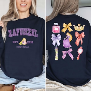 Rapunzel Sweatshirt, Two sided Princes Rapunzel Tangled Coquette Bow Sweatshirt, Magic Kingdom Sweater, Disney Girls Trip Hoodie