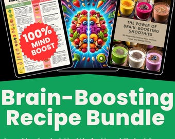 MIND Diet Brain Health Boosting Meal Planner, Recipes & Snack Guide Digital Bundle
