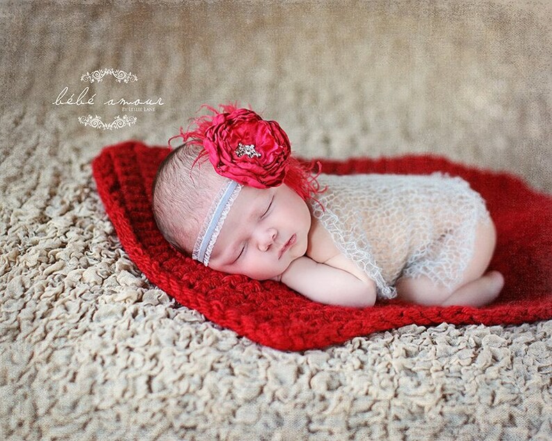 Chunky Red Newborn Baby Blanket Photo Prop Basket Bucket Bowl Etsy