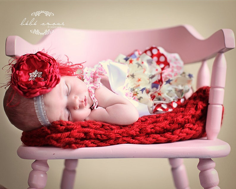 Chunky Red Newborn Baby Blanket Photo Prop Basket Bucket Bowl Etsy