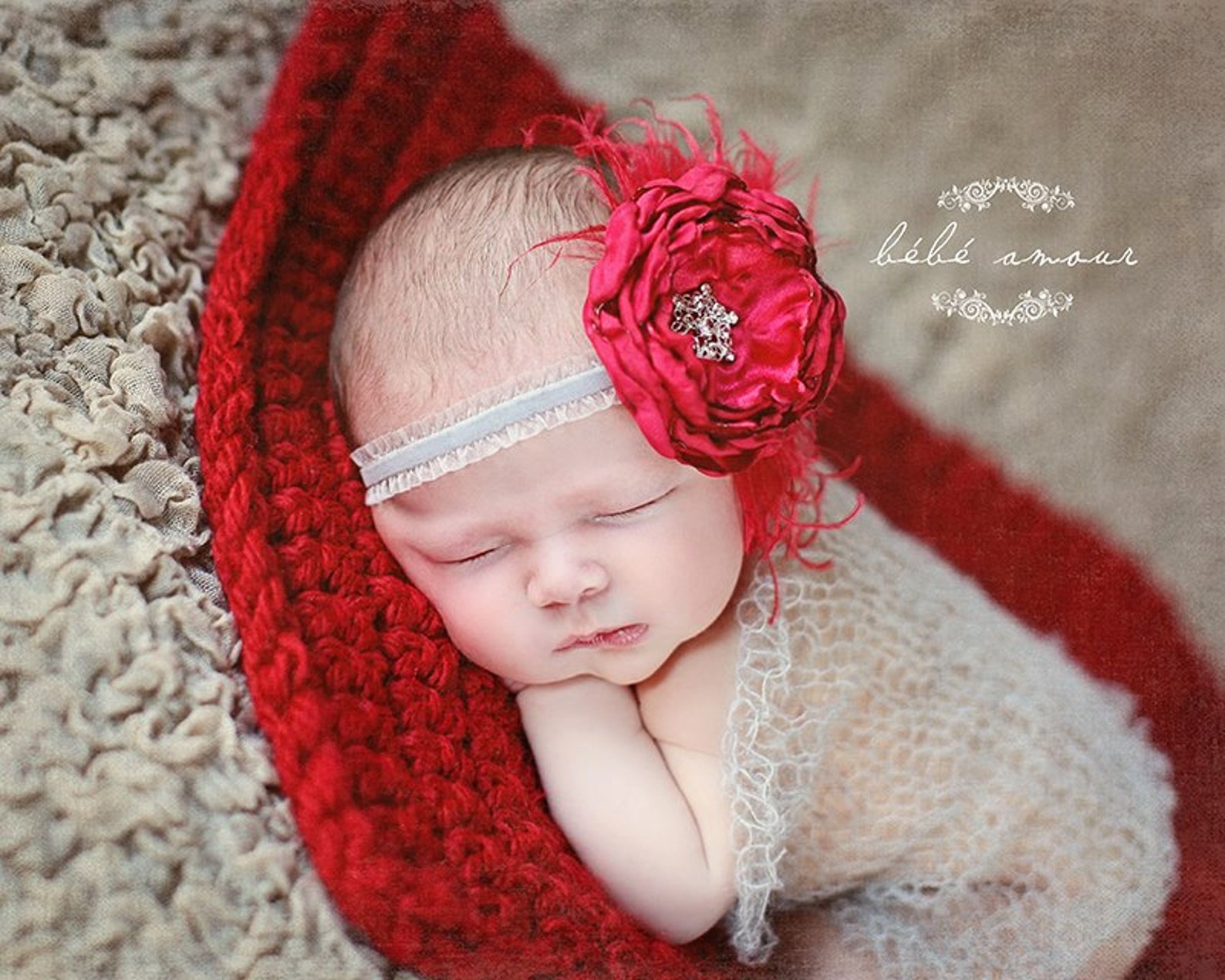 Chunky Red Newborn Baby Blanket Photo Prop Basket Bucket Bowl Etsy