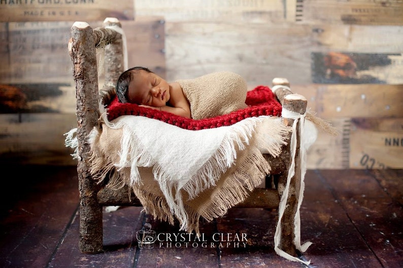 Burlap and Blanket Set Photography Prop Newborn Baby Photo Prop and Chunky Blanket Pick Your Colors
