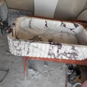 Calacatta Viola Marble Sink, Sink Vanity, Powder Marble Countertop, Marble Basin Bowl