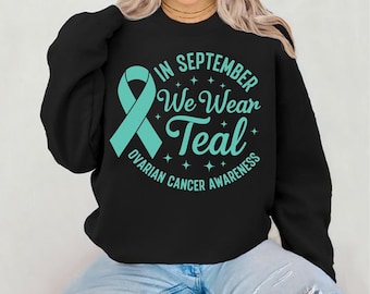We September Wear Teal SVG PNG Wstążka na rzecz świadomości raka jajnika Wsparcie dla rzecznika zdrowia kobiet Ocalała wojowniczka Nadzieja SVG Pobierz cyfrowo