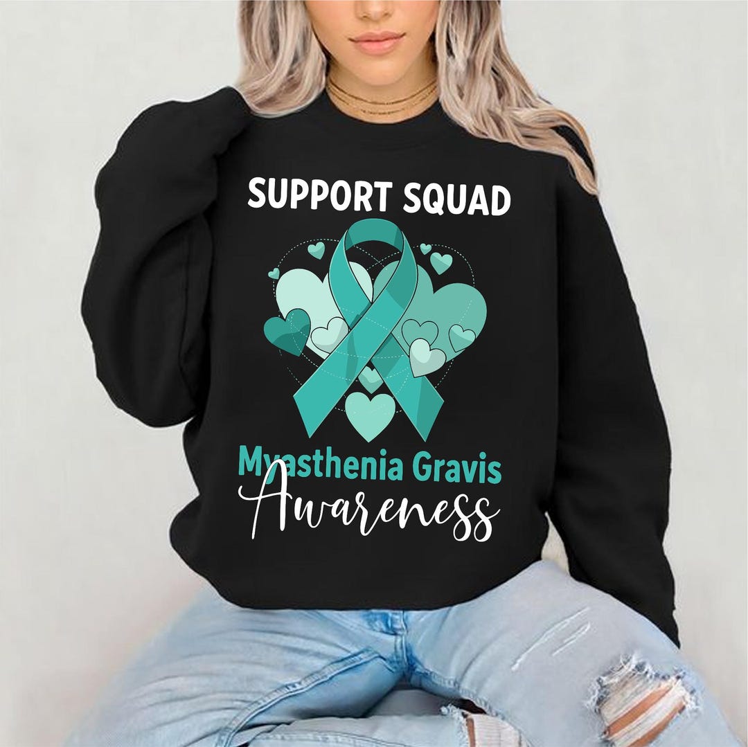 Autoimmune Support Ribbon Support Squad SVG PNG Myasthenia Gravis Awareness Svg Teal Ribbon ...