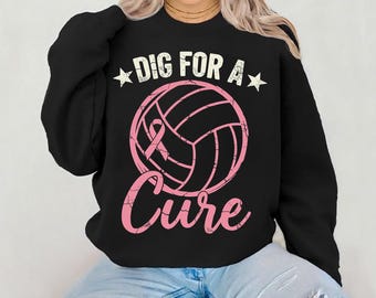 Dig For A Cure SVG PNG Volleyball Breast Cancer Awareness SVG Pink Ribbon Sport Support Design for Teams and Players Digital Download