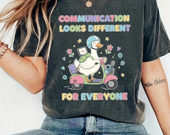 Communication Looks Different PNG  Inclusive Quote Sublimation Design  Cute Duck Clipart Mental Health Awareness Digital Download for Shirts