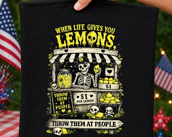 When Life Gives You Lemons Throw Them at People Printable Wall Art, Funny Halloween Skeleton Poster, Digital Download