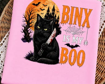 Binx Boo PNG, Funny Black Cat Halloween PNG, Spooky Cat Sublimation Design, Halloween Shirt PNG, Gothic Cat Digital Download
