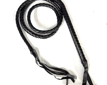 Black Braided Leather Whip – Classic One-Tail Whip for Roleplay, Costume & Adult Collection