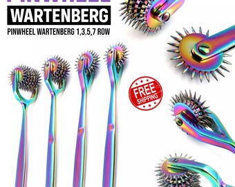 Rainbow Wartenberg Wheel 1 2 3 5 7 Head - Titanium Pinwheel - Nerve Tester - Single, Multi Row & Set Options