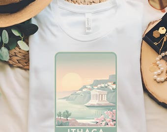 Ithaca Light Academia Tshirt Greek Mythology Epic Journey Merch Vintage Travel Design Odysseus Island Musical Cozy Gift for History Lovers