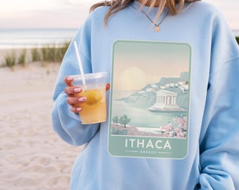 Light Academia Ithaca Sweatshirt Greek Mythology Epic Journey  Vintage Travel Design Odysseus Musical Island Cozy Gift for History Lovers
