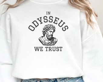 Odysseus Trust Light Academia Sweatshirt Mysig present till bokälskare och mytologifans Odyssey-merchandise Episk grekisk mytologipresent