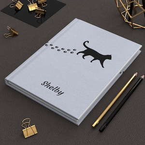 Cat Prints Personalized Hardcover Journal - 2 Color Choices, Custom Cat Journal, Cat Lover Gift, Pet Owner Diary, Animal Theme Journal