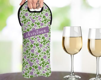 Personalized Neoprene Wine Tote Bag: Custom Wine Lover Gift