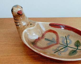 California Cleminson Pottery Bird Dish | Distlefink | Platter Bowl Bread Plate | Pennsylvania Dutch Folk Art