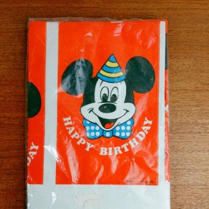 Vintage Mickey Mouse Birthday Paper Tablecloth Table Cover Walt Disney Productions 1965 image 1